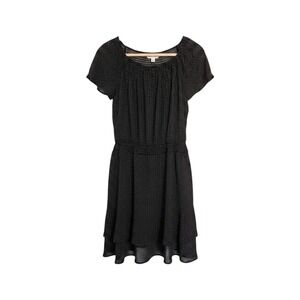 NWT Sugar Magnolia Dress‎ XL Black Galaxy Print Smocked Waist Flutter Sleeve